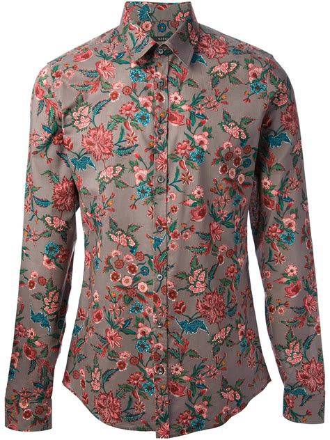 gucci men floral print button-up shirt|Gucci casual shirts.